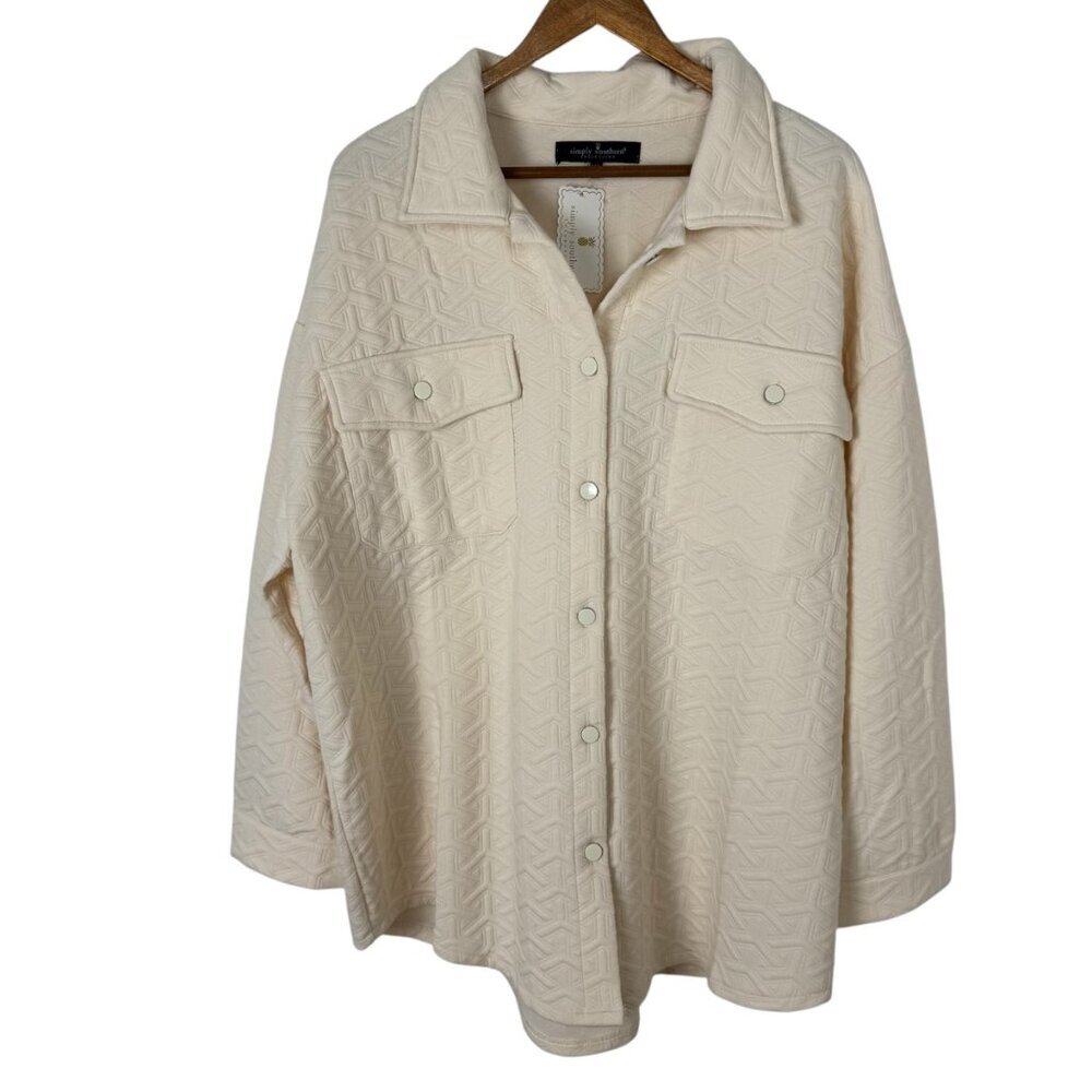 Simply Southern NEW Ivory Shacket Quilted XXL Comfy Casual Neutral Minimalist